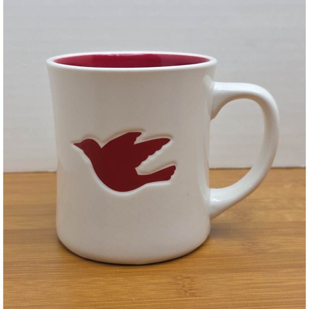 Starbucks Holiday Embossed Red Dove Peace Bird Coffee Tea Mug 12oz 2008
